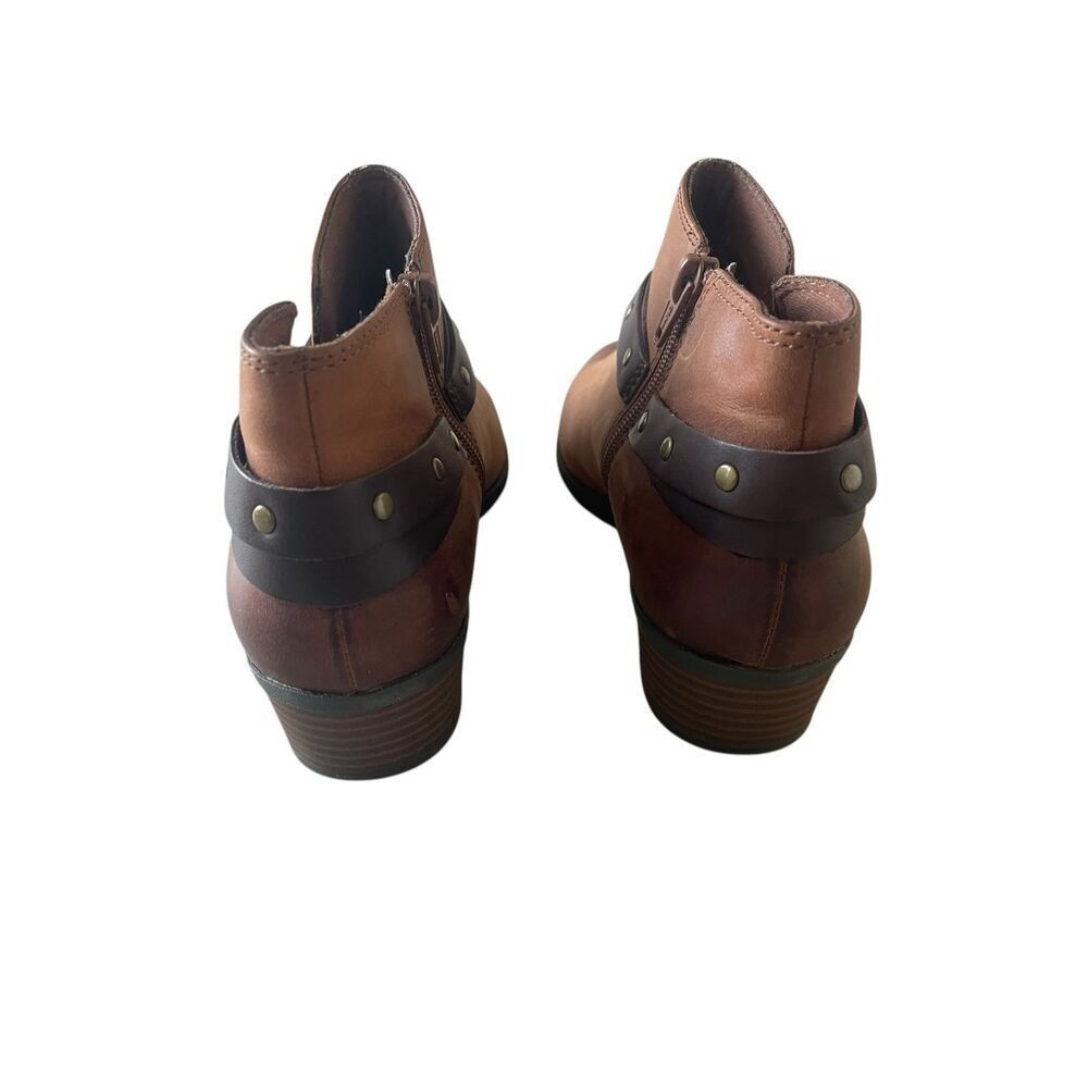 Clark’s Collection Addiy Zoei Brown Leather Ankle Boots Women’s Sz 8 8M Booties - Picture 3 of 8